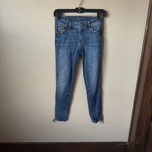 White House Black Market Blue Skinny Jeans lace up